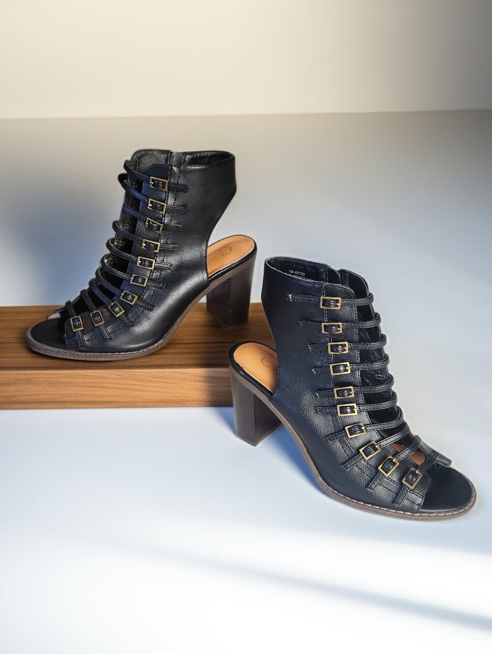 EST. 1946 Black Wedge Gladiator Heels Size 10M